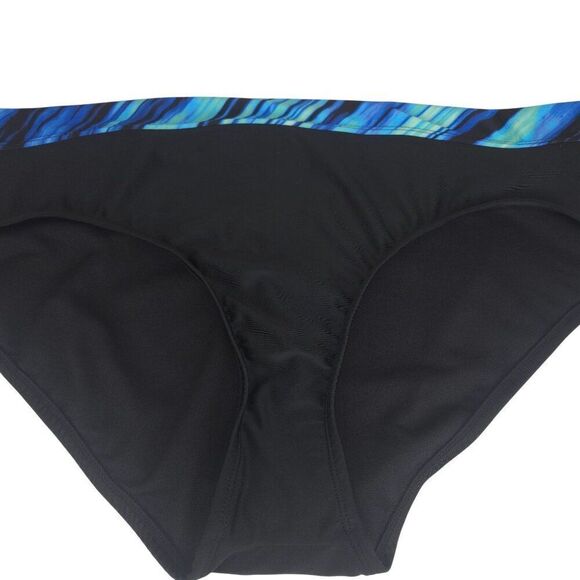 Black Swim Briefs Blue Patterned Waistband Womens Size XXL New - Picture 2 of 4
